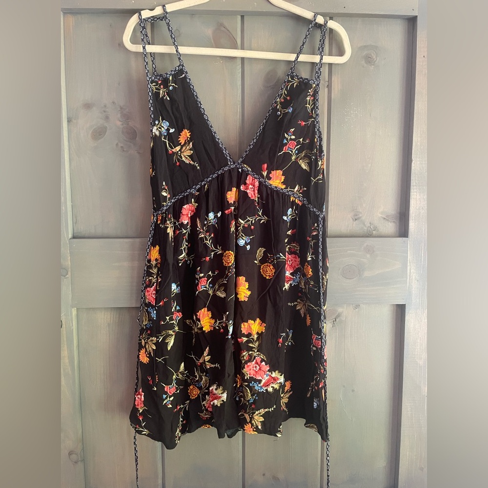 Band of Gypsies Black Dress with Floral Patterns